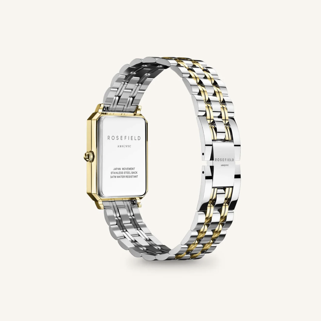 Rosefield Rosefield OWDSG-O62 Octagon XS White Sunray Steel Duotone Silver Gold dames horloge