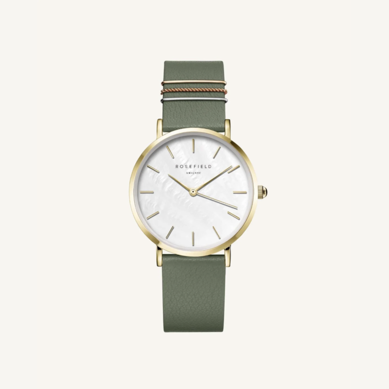 Rosefield Rosefield WFGG-W85 The West Village MOP Fresh Olive Green Gold dames horloge