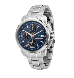 Maserati Maserati R8873645004 Successo SOLAR chronograaf (zilver/blauw) 44 mm heren horloge