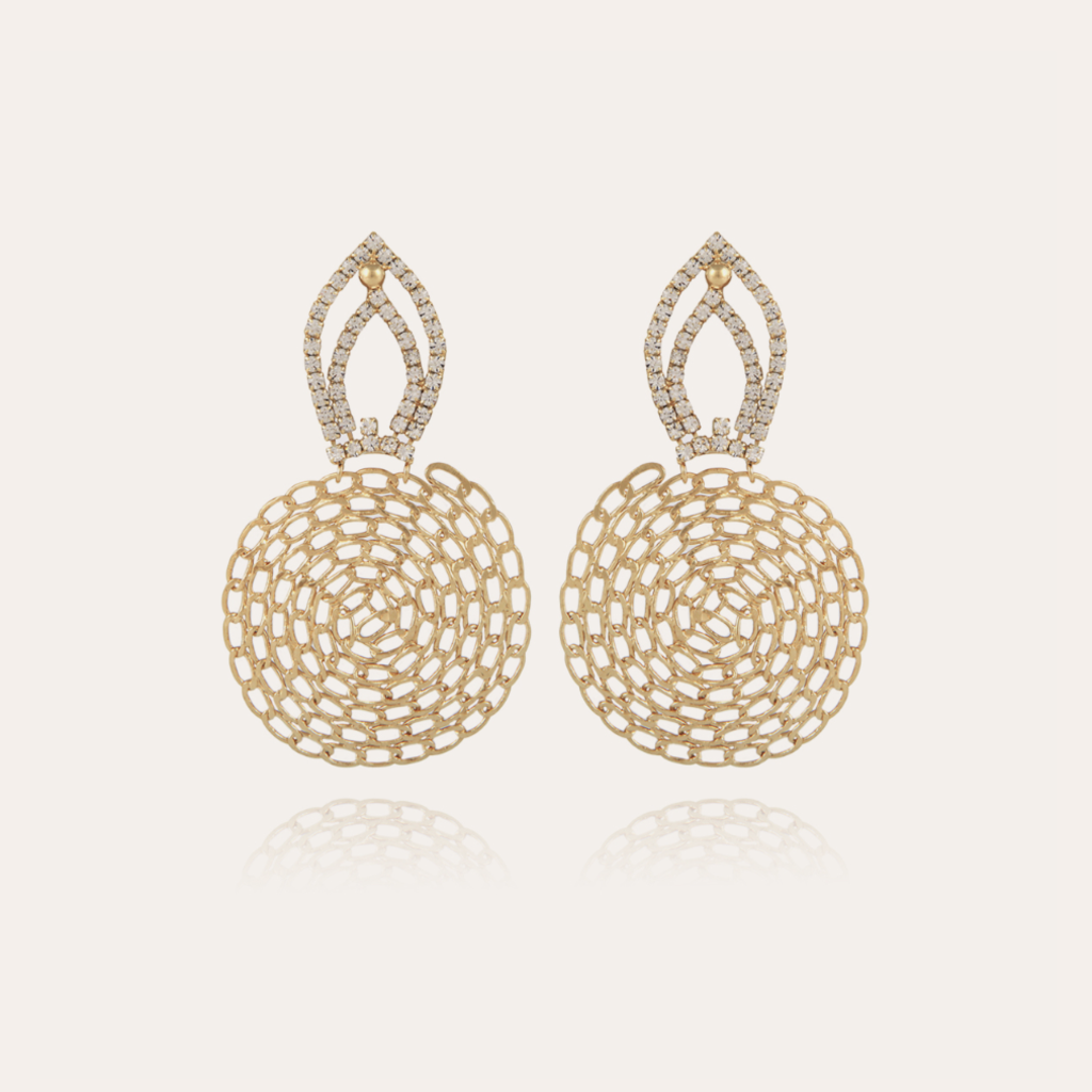 Gas Bijoux Gas Bijoux oorbellen 399621 Luciole strass round gold earrings - L 8 CM W 5 CM