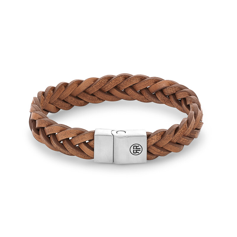 Rebel & Rose Rebel & Rose armband RR-M0030-S-M Full Metal Braided Cognac Matt