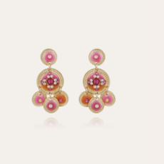 Gas Bijoux Gas Bijoux oorbellen 161814  sequin earrings roze oranje goud L 3,6 cm - W 1,6 cm