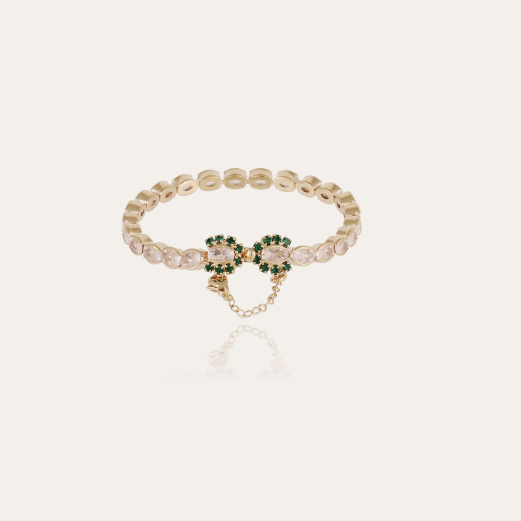 Gas Bijoux Gas Bijoux armband 516187 Riviera Fleur bracelet Large size Stones gold - L 16,5 cm - W 0,4 cm - Flower W 1 cm