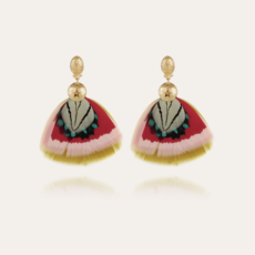 Gas Bijoux Jewelry Gas Bijoux veren oorbellen Bermudes Earrings gold yellow red - L 6 cm - W 4 cm