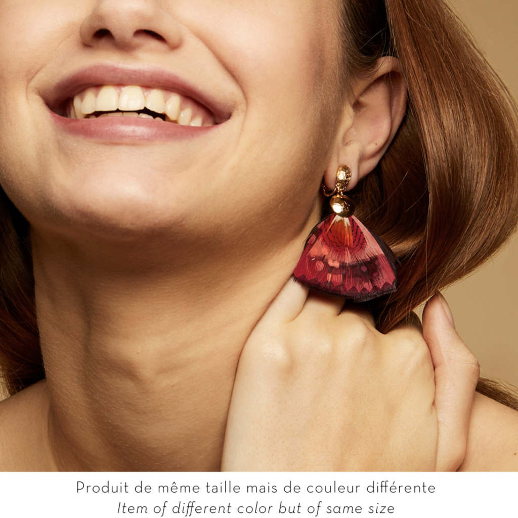 Gas Bijoux Jewelry Gas Bijoux veren oorbellen Bermudes Earrings gold yellow red - L 6 cm - W 4 cm