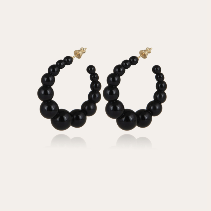 Gas Bijoux Gas Bijoux oorbellen 420119 creole Andy hoop earrings small size acetate gold black - D 4 cm - W 1 cm