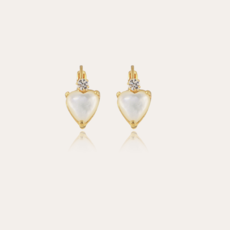 Gas Bijoux Gas Bijoux oorbellen 478905 Donguette heart MOP gold earrings - L 2 cm - W 1 cm