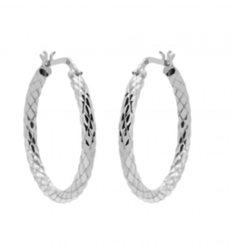 Karma Jewelry Karma Jewelry oorbellen H301 Big croco hoops 925 sterling silver 30 mm