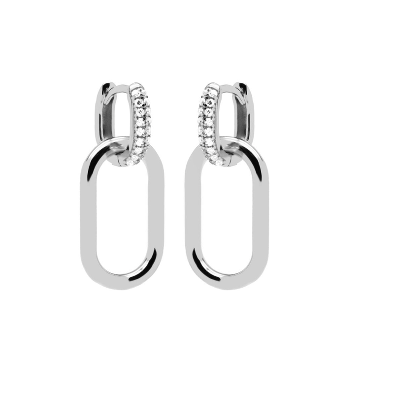 Karma Karma Jewelry oorbellen H247S Hinged hoops zirconia big densely 925 Silver