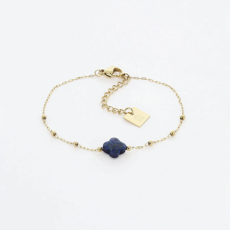 Zag Bijoux Zag Bijoux Armband SBS7970-01DBL Velasquez bracelet Lapis Lazuli gold 15+3 cm Stone 8 mm