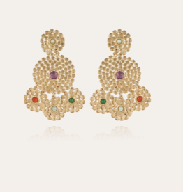 Gas Bijoux Jewelry Gas Bijoux oorbellen Lucky Sequin cabons earrings small size goud - L 5,5 cm - W 3,5 cm