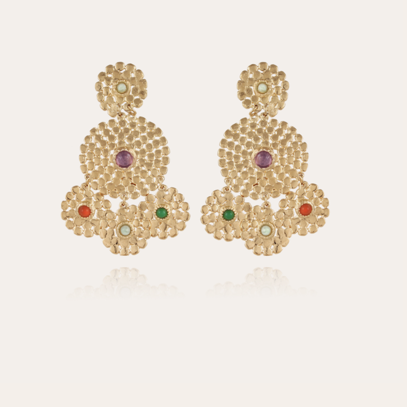 Gas Bijoux Jewelry Gas Bijoux oorbellen Lucky Sequin cabons earrings small size goud - L 5,5 cm - W 3,5 cm