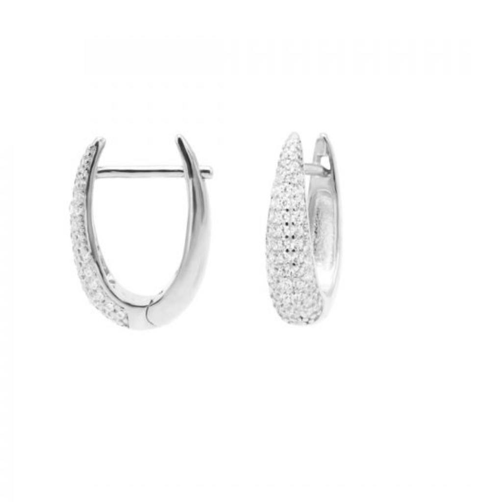 Karma Jewelry Karma Jewelry oorbellen M3214S Plain Zirconia Hinged Hoops Open Oval 925 zilver - L 15 mm W 12 mm