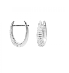 Karma Jewelry Karma Jewelry oorbellen M3214S Plain Zirconia Hinged Hoops Open Oval 925 zilver - L 15 mm W 12 mm