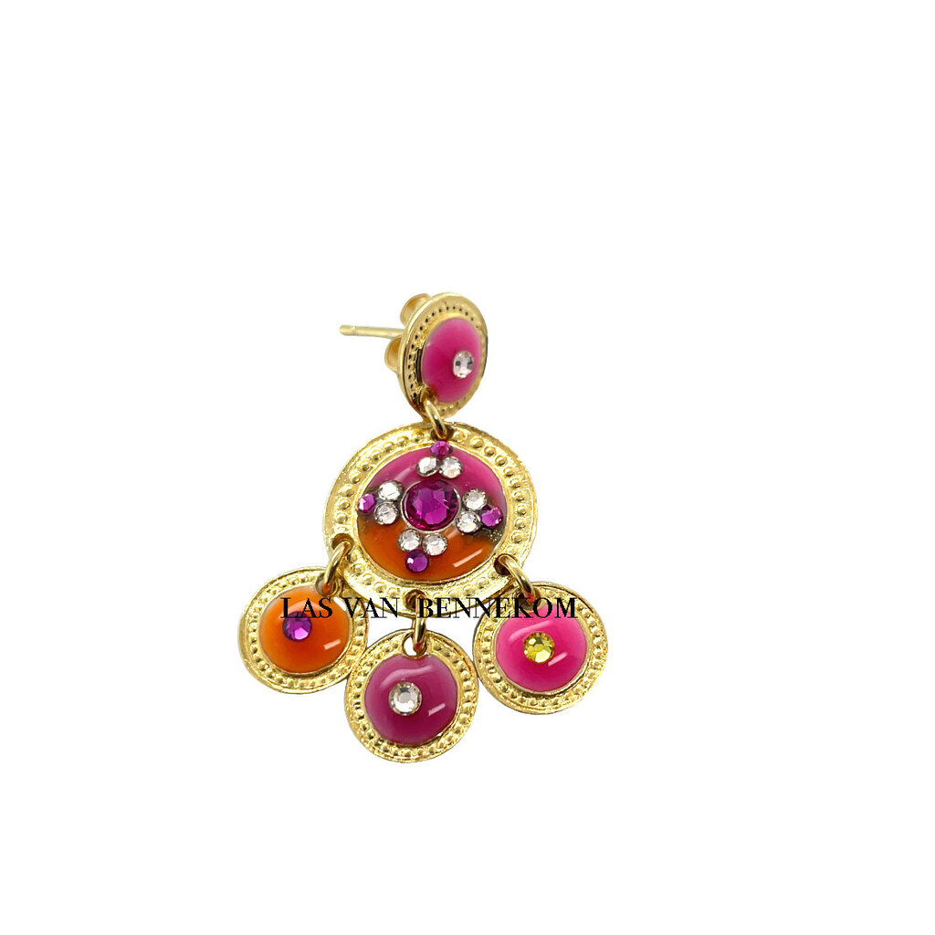 Gas Bijoux Gas Bijoux oorbellen 161814  sequin earrings roze oranje goud L 3,6 cm - W 1,6 cm