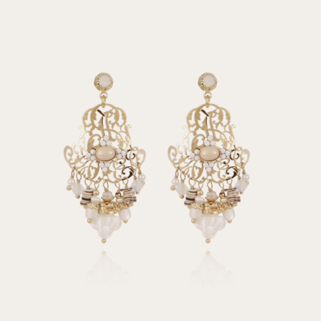 Gas Bijoux Gas Bijoux oorbellen Charlie earrings white MOP gold