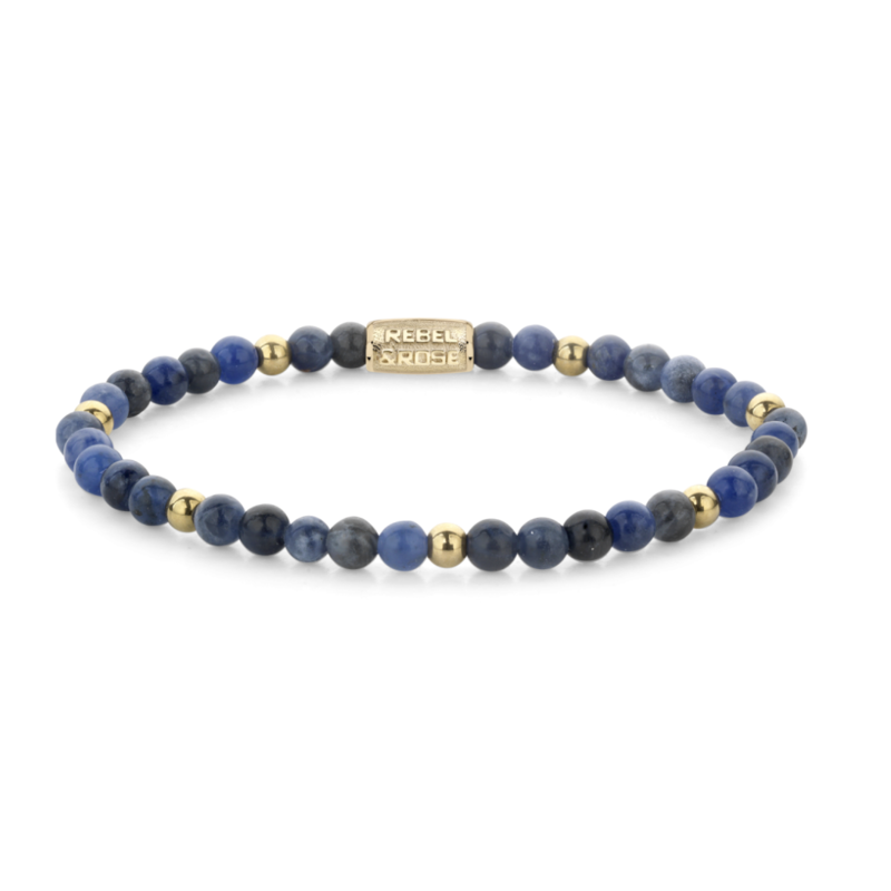 Rebel & Rose Rebel & Rose armband RR-40129-G Stones Only Bracelet  Midnight Blue 18 ct yellow gold ion-plated - 4 mm