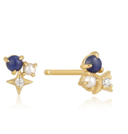 Ania Haie Ania Haie oorbellen E039-01G-L lapis star earrings stud oorstekers 925 silver with 14k gold plating