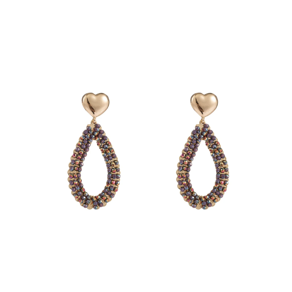 Day & Eve by Go Dutch Day & Eve by Go dutch oorbellen E3619-3 Open heart Drop earrings - lilla 60mm x 28 mm