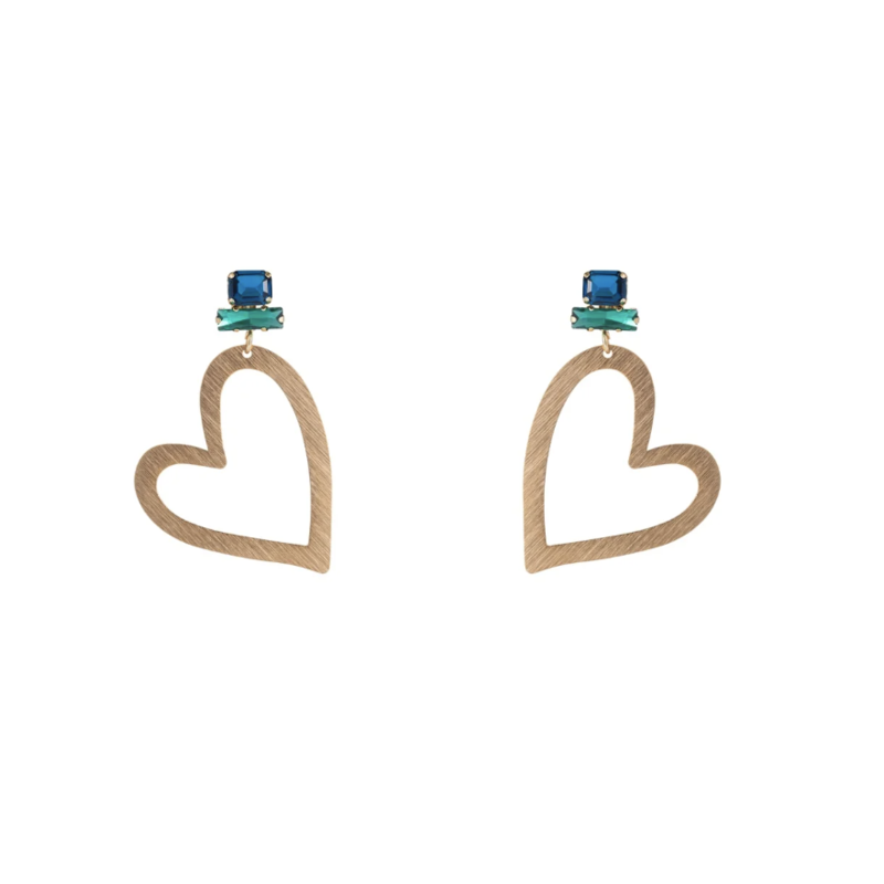 Day & Eve by Go Dutch Day & Eve by Go dutch E3603-2 stone & heart green blue earrings - 72 mm + 44 mm