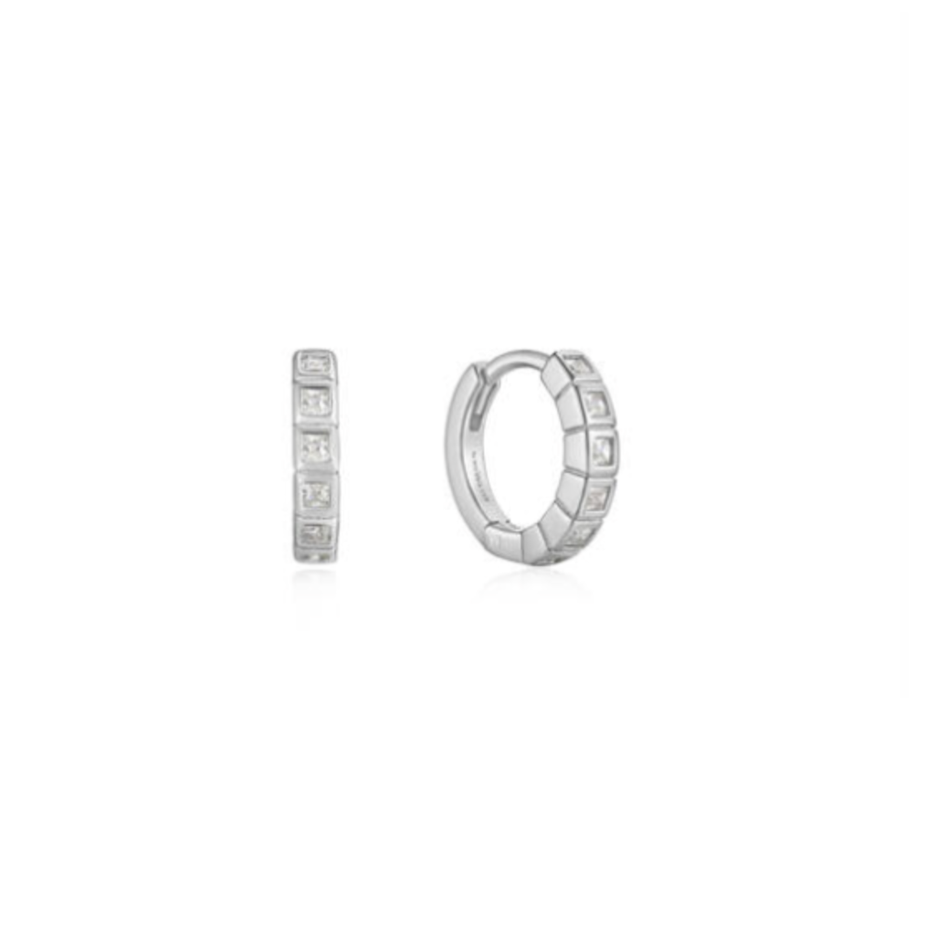 Ania Haie Ania Haie oorbellen E037-05H glam rock huggie hoop 925 silver with Zirconia stones