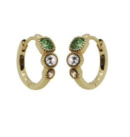 Karma Jewelry Karma Jewelry  oorbellen H372GP_ EG Hinged hoops Holly Emerald green earrings silver 925 with gold plated