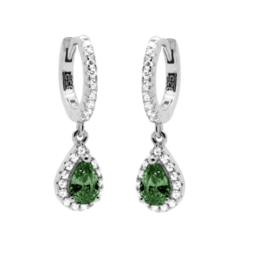 Karma Karma Jewelry oorbellen A102S-EG hinged hoops zirconia Chloe emerald green 925 silver earrings