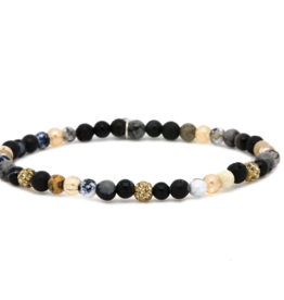 Karma Jewelry Karma armband 84584EL crystal beads xxs bracelet 4 MM Spiral raven elastic gold