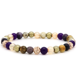 Karma Karma armband 80061EL crystal beads xs bracelet 6 MM spiral lavender rosegold