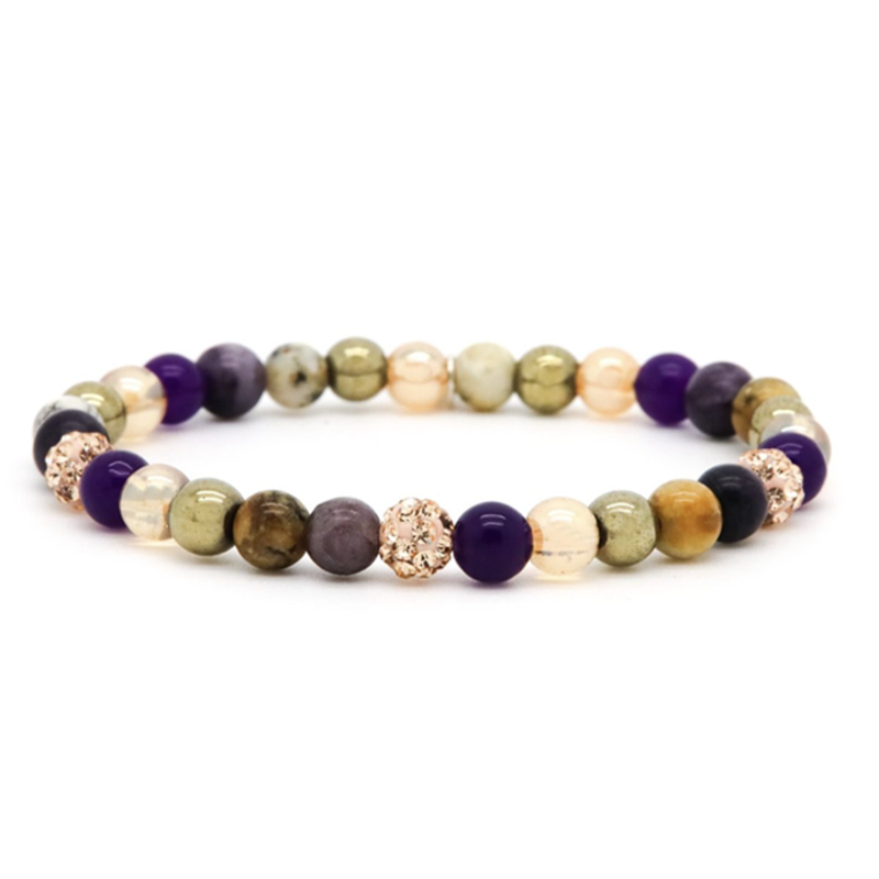 Karma Karma armband 80061EL crystal beads xs bracelet 6 MM spiral lavender rosegold