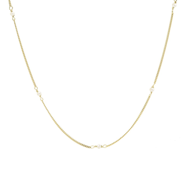 Karma Karma Jewelry Ketting T257GP necklace tiny pearls 925 silver goldplated 38-45 CM ( 7 cm extension )