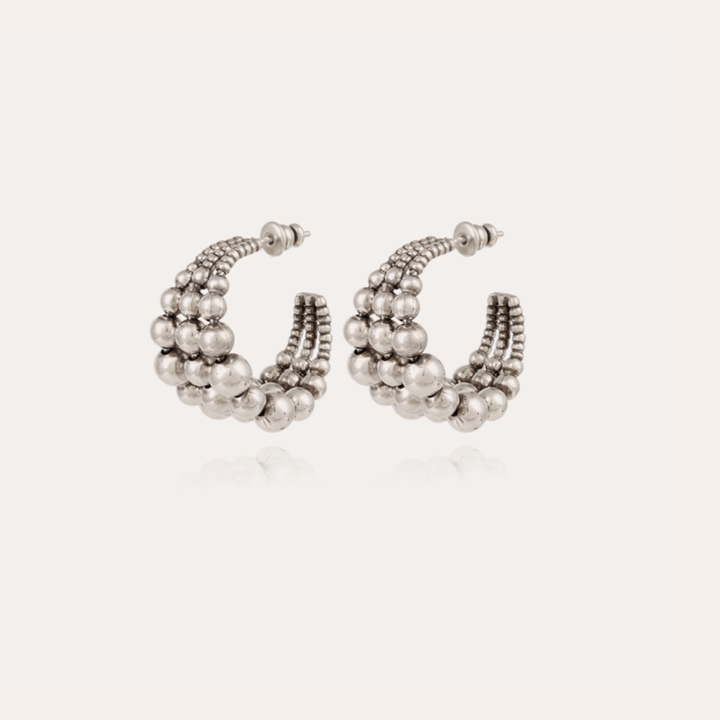 Gas Bijoux Gas Bijoux oorbellen Multiperla hoop earrings mini silver - D 2,7 CM - W 1,7 CM