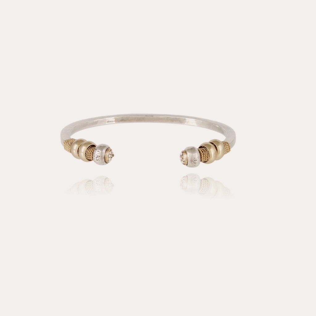 Gas Bijoux Gas Bijoux armband 618813 Sari bis strass bracelet bicolore silver gold - W 0,6 cm - 14,5 cm