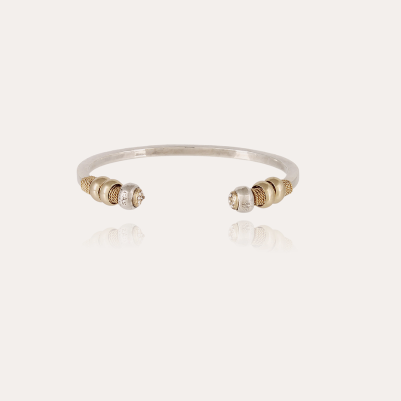 Gas Bijoux Gas Bijoux armband 618813 Sari bis strass bracelet bicolore silver gold - W 0,6 cm - 14,5 cm