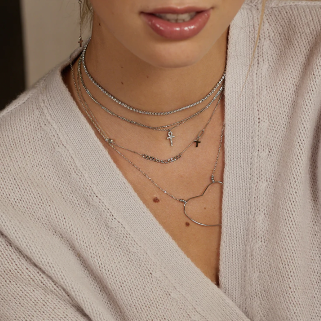 Zag Bijoux Zag Bijoux ketting  SNK21547-00WHT collier Goya necklace38 + 5 cm silver