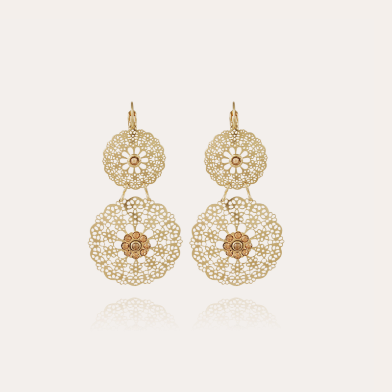 Gas Bijoux Gas Bijoux oorbellen 171806 double flocon mini Earrings gold - L 6 cm  W 3 cm