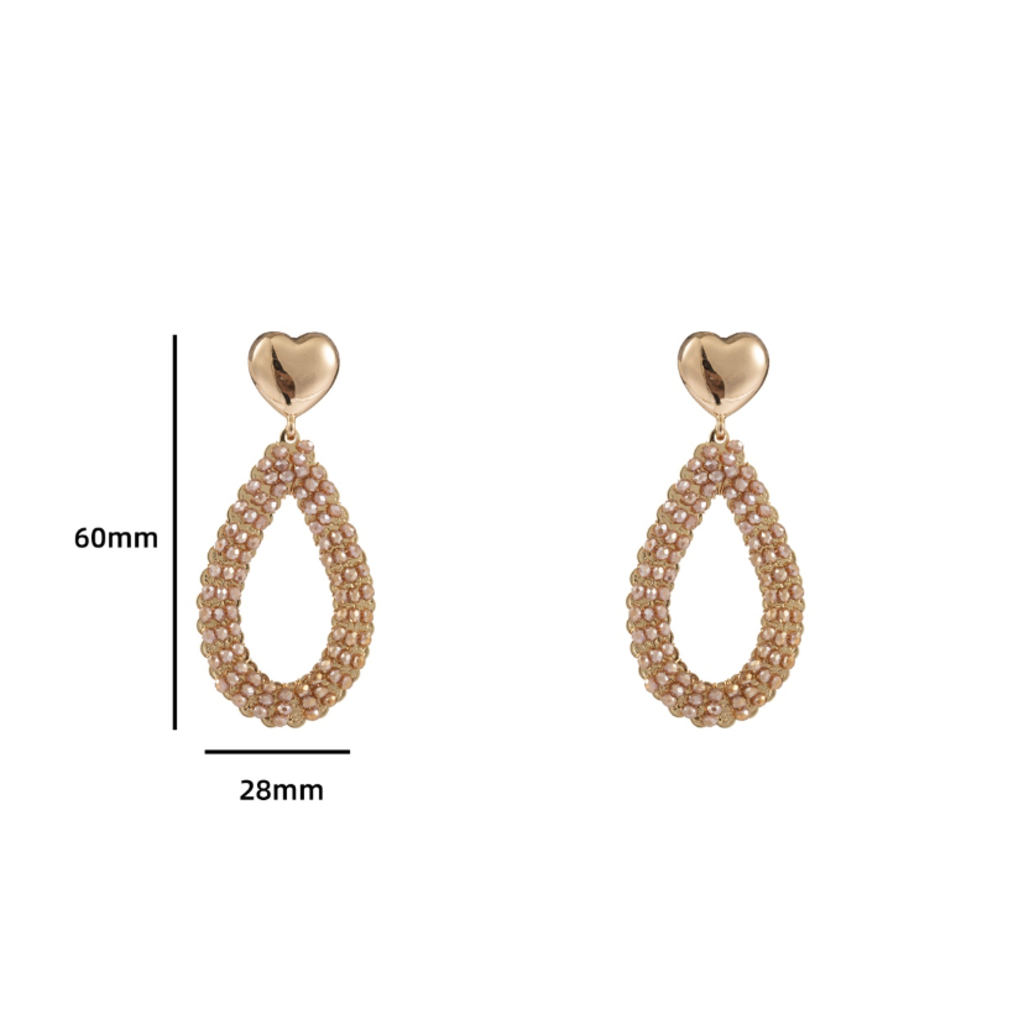 Day & Eve by Go Dutch Day & Eve oorbellen E3619-3 Open heart Drop earrings - champagne 60mm x 28 mm