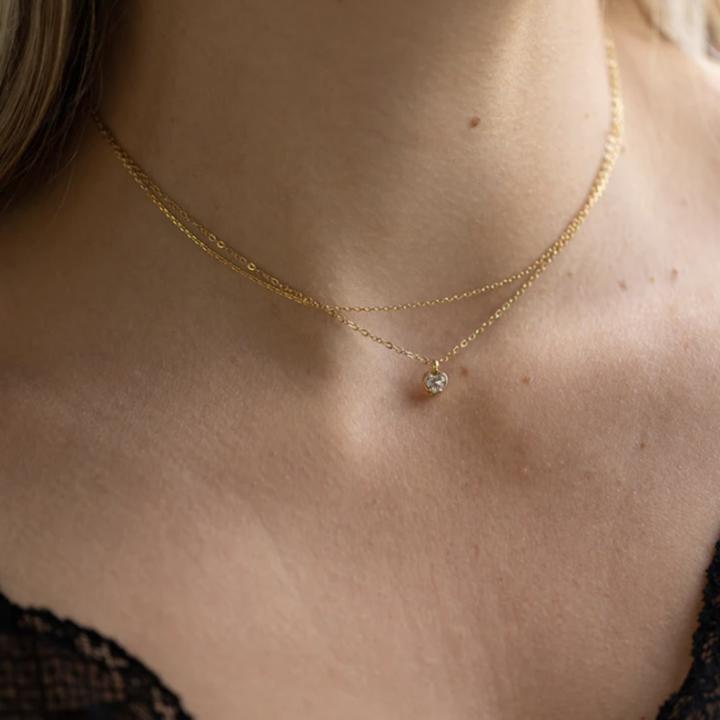 Zag Bijoux Zag Bijoux ketting SNX21556-01WHT Curacao Heart diamond necklace gold 35 + 8 cm