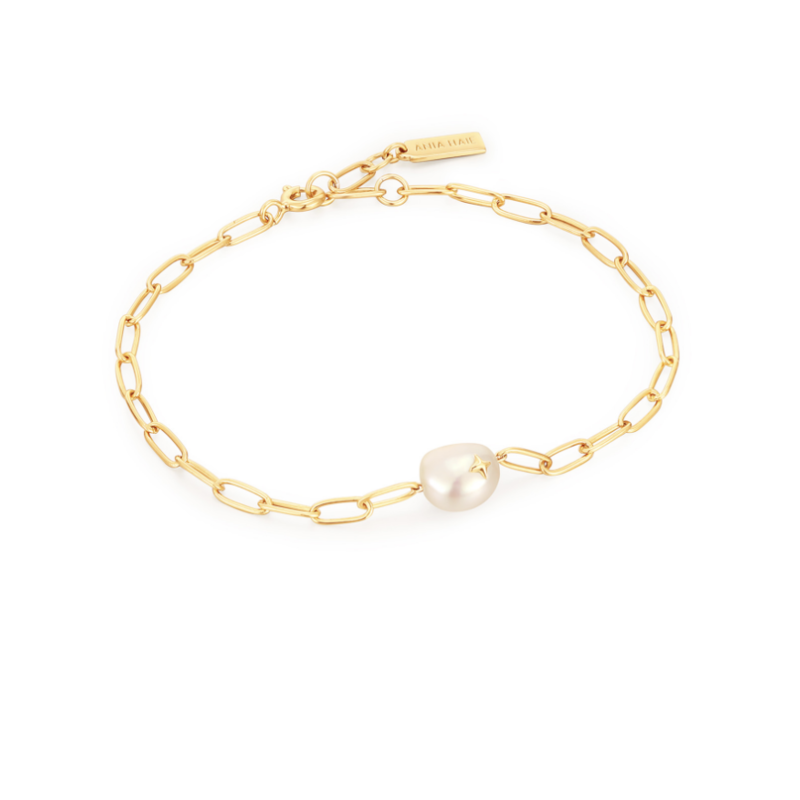 Ania Haie Ania Haie armband B043-03G Pearl Sparkle Chunky chain bracelet 925 silver Gold plated