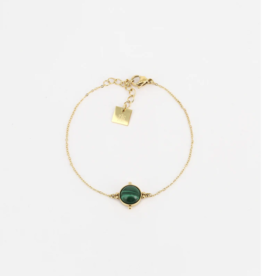 Zag Bijoux ZAG Bijoux armband sbf-01GRN salome bracelet gold Malachite 15 + 3 cm