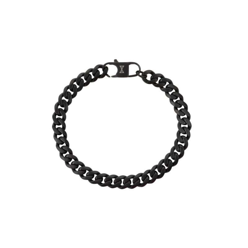 Aze jewels Aze jewels armband AZ-BM007-B-195  Gourmette Eight black - Inox (19,5cm)