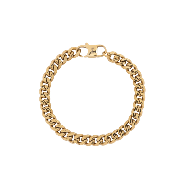 Aze jewels Aze jewels armband AZ-BM007-C-210  Gourmette Eight Gold - Inox (21,0cm)