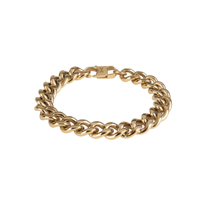 Aze jewels Aze jewels armband AZ-BM001-D-210 Gourmette Full Flat gold - Dore (21,0cm) RVS