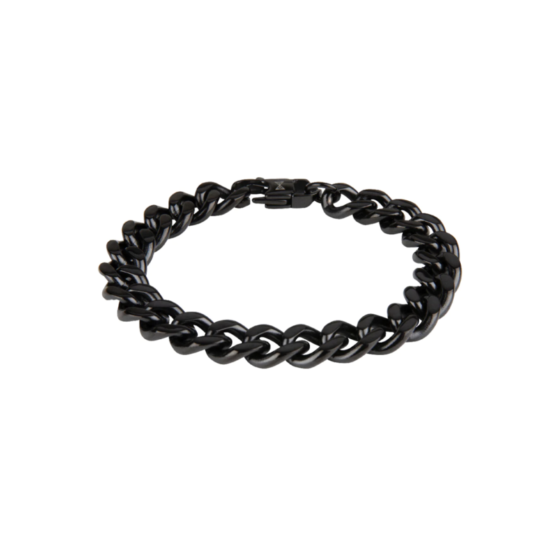 Aze jewels Aze jewels armband AZ-BM001-B-210 Bracelet Gourmette Full Flat black - Noir (21,0cm) RVS
