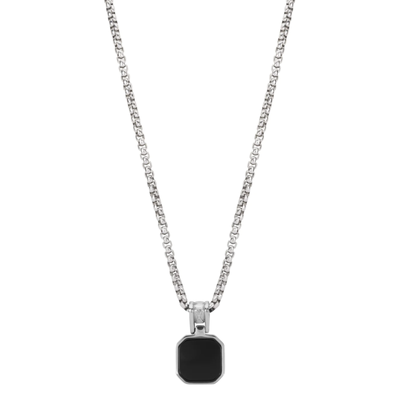 Aze jewels Aze Jewels ketting AZ-NL010-A-060 necklace Rolo Onyx rocks 50 + 10 CM