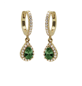 Karma Jewelry Karma oorbellen A102_EG hinged hoops harper emerald green GOLD