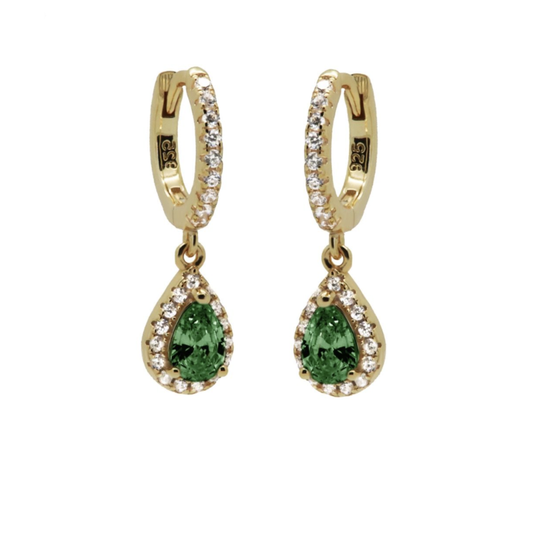 Karma Jewelry Karma oorbellen A102_EG hinged hoops harper emerald green GOLD