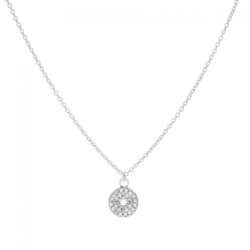 Karma Karma jewelry ketting T224 Necklace zirconia disc morningstar silver