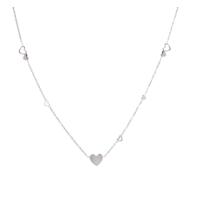 Day & Eve by Go Dutch Day & Eve Ketting N2227-1 hearts silver