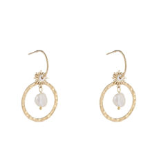 Day & Eve by Go Dutch Day & Eve oorbellen  E3879-2 sun & pearl earring gold